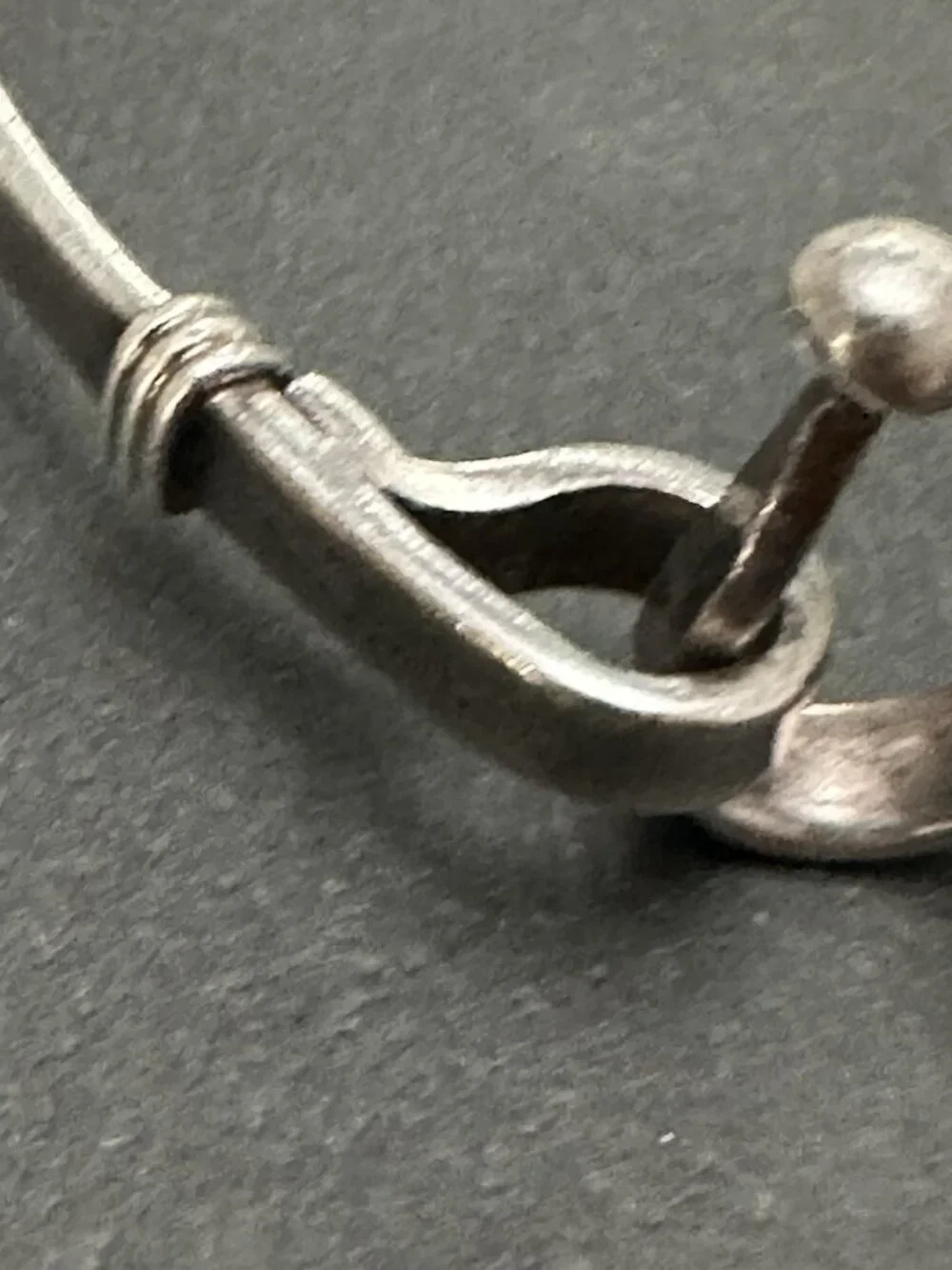 Vintage Sterling Silver Bangle Bracelet Wire Wrapped Horse Shoe Hoop Closure
